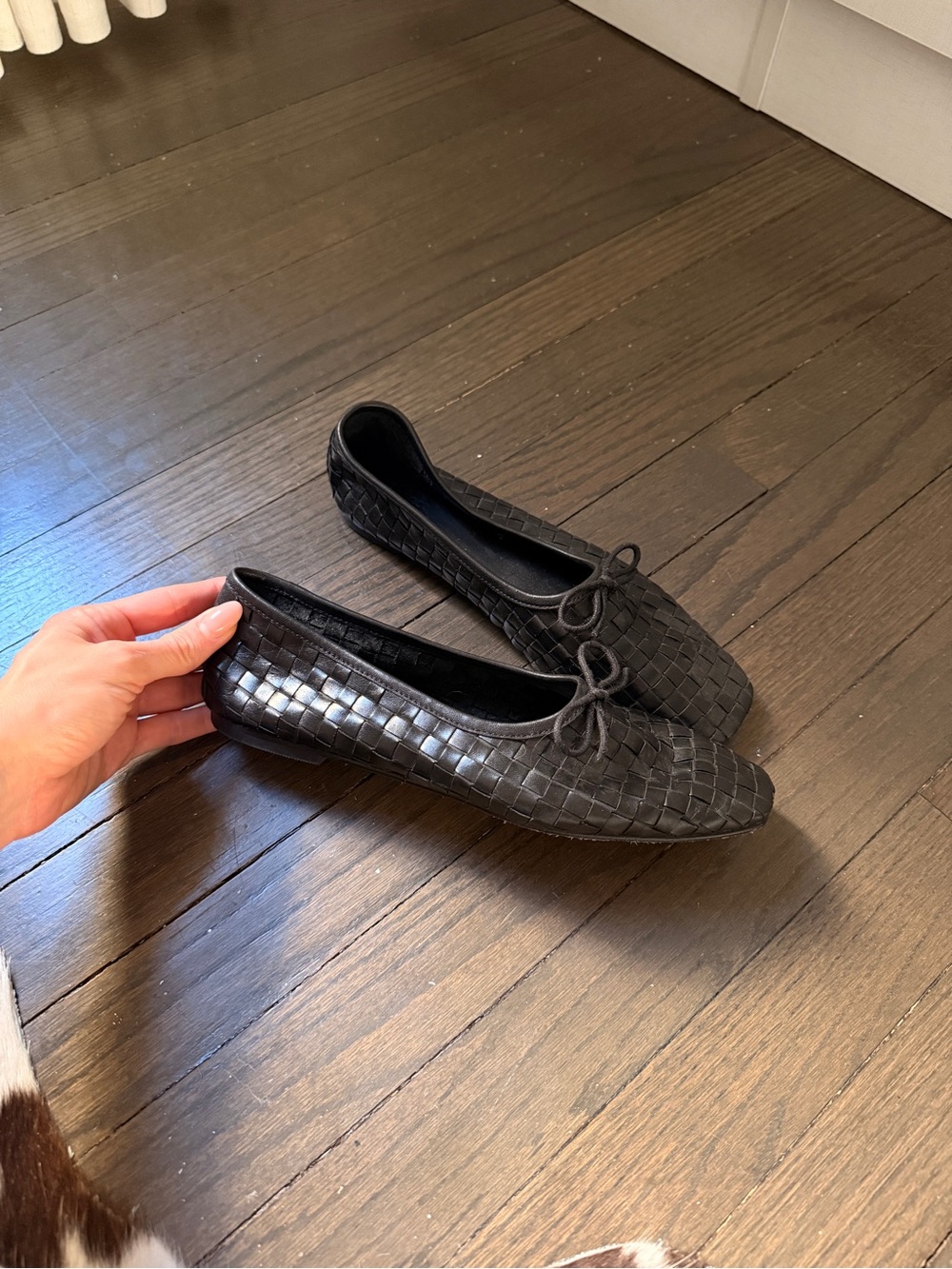 Italian Leather Handwoven Square Toe Ballet Flat
